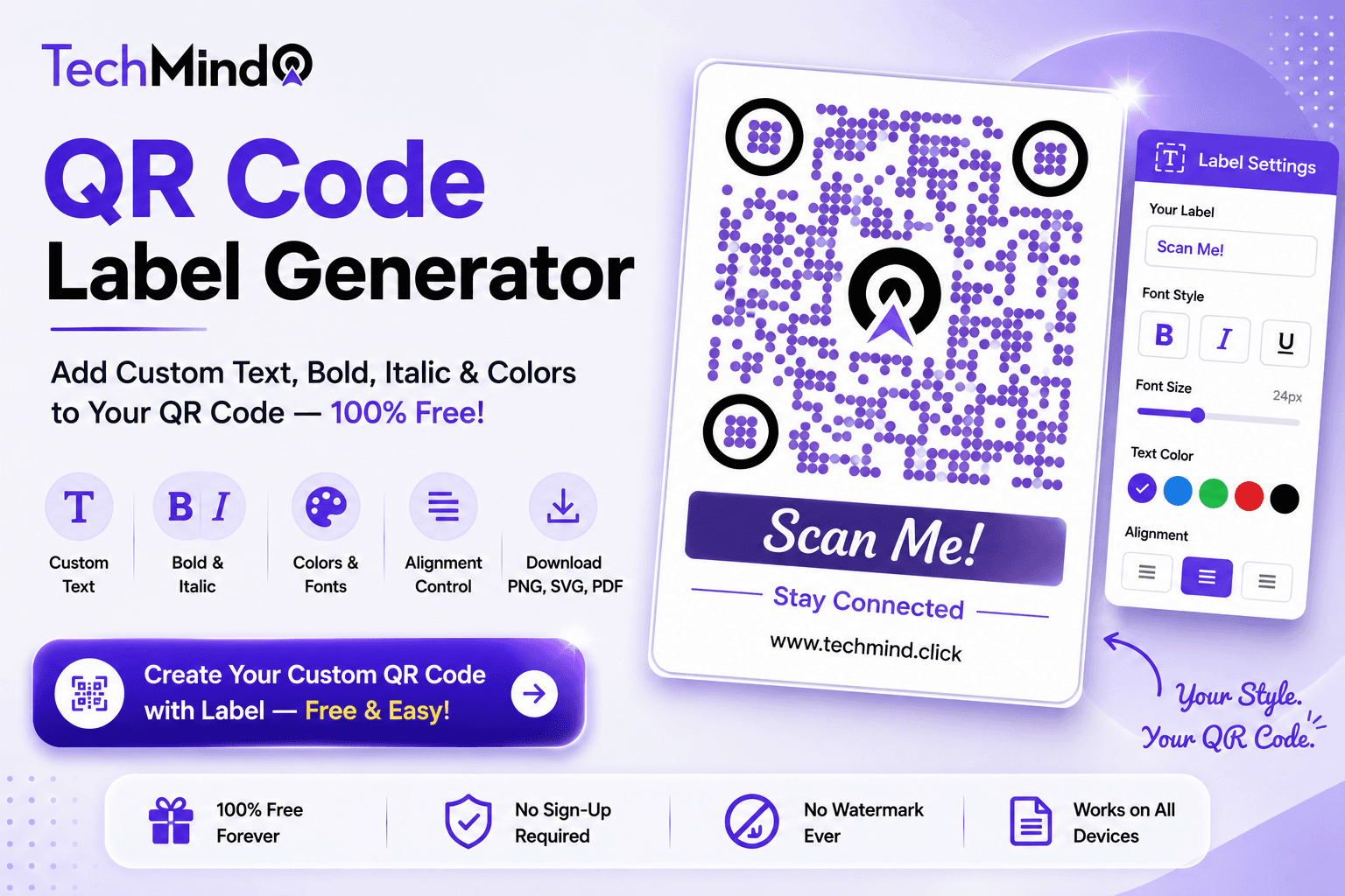 QR Code Label Generator - Add Custom Text, Bold, Italic & Colors to Your QR Code Free