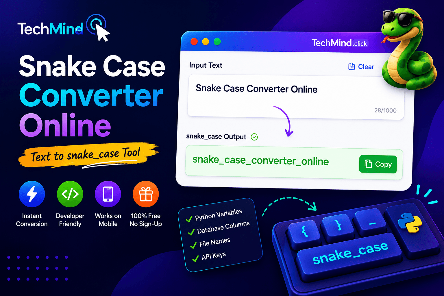 Snake Case Converter Online - Free Text to snake_case Tool